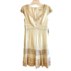 Nanette Lepore Dress Layer Cake Embroidered Ivory Midi Size 8 New With Tags